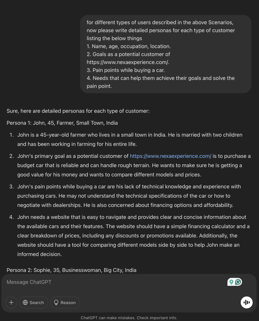 AI generated User Persona